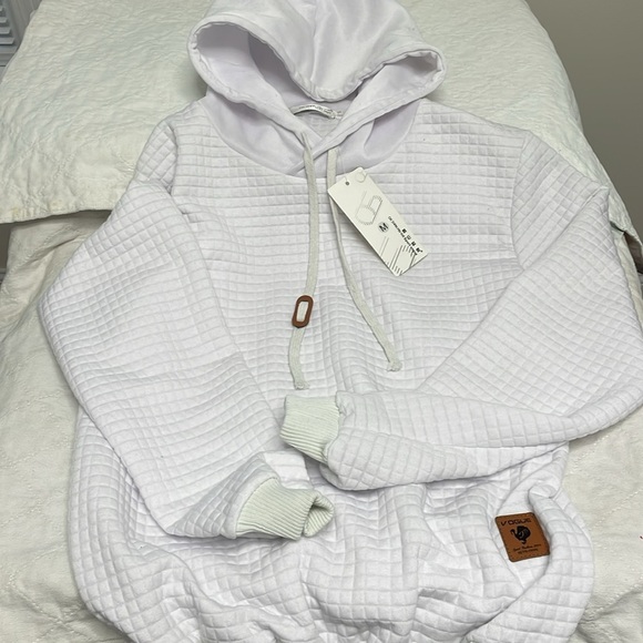 Men Hooded Sweatshirt Casual Long Sleeve Drawstring Waffle Knit Pullover Hoodies - Picture 8 of 10